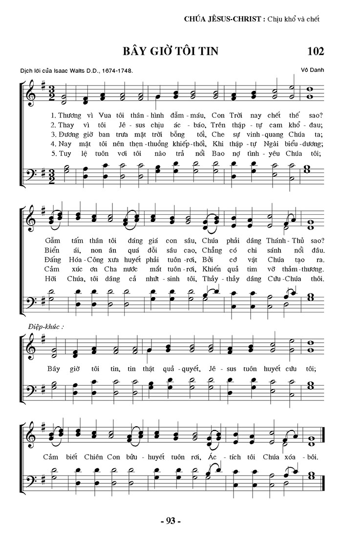 Sheet music: Bây Giờ Tôi Tin