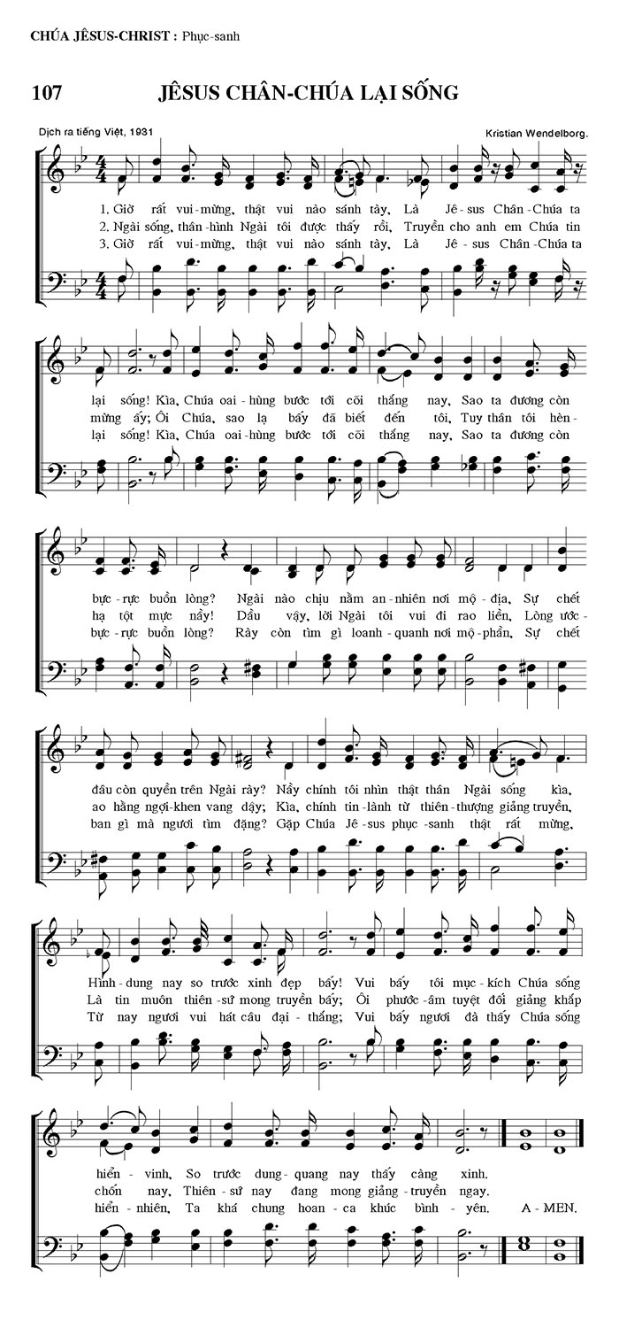 Sheet music: Jesus Chân Chúa Lại Sống