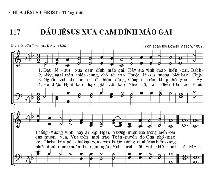 Sheet music: Đầu Jesus Xưa Cam Đính Mão Gai