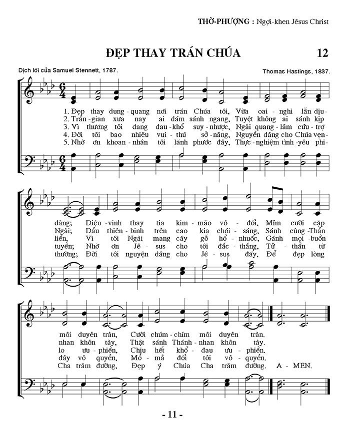 Sheet music: Đẹp Thay Trán Chúa
