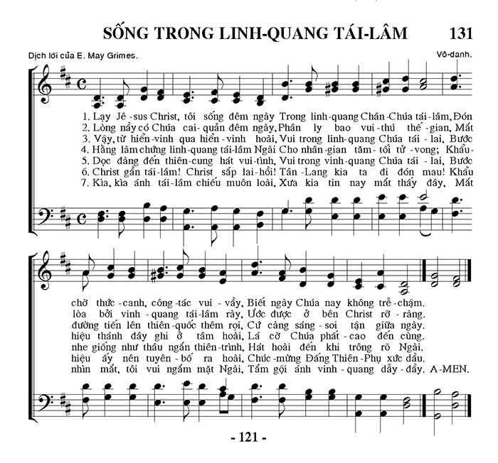 Sheet music: Sống Trong Linh Quang Tái Lâm