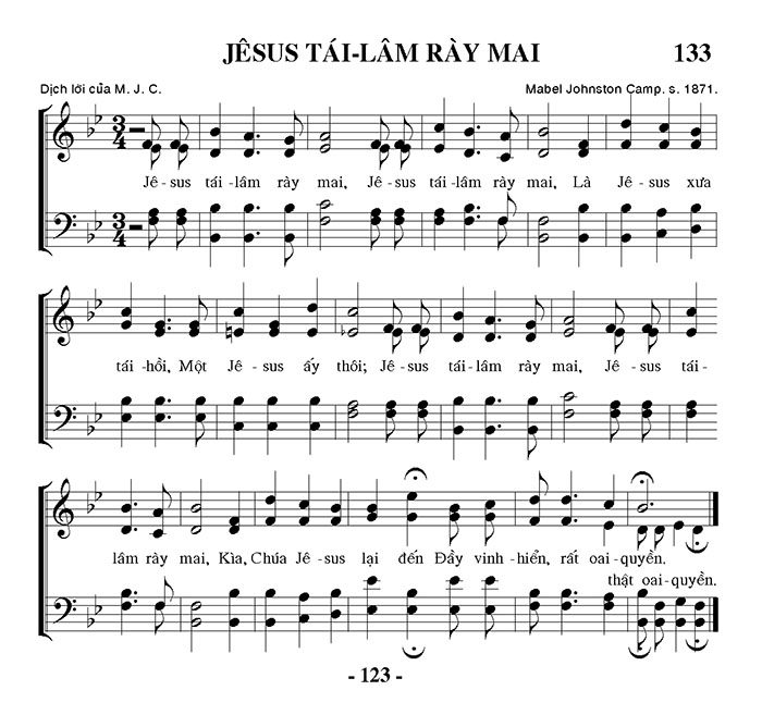 Sheet music: Jesus Tái Lâm Rày Mai