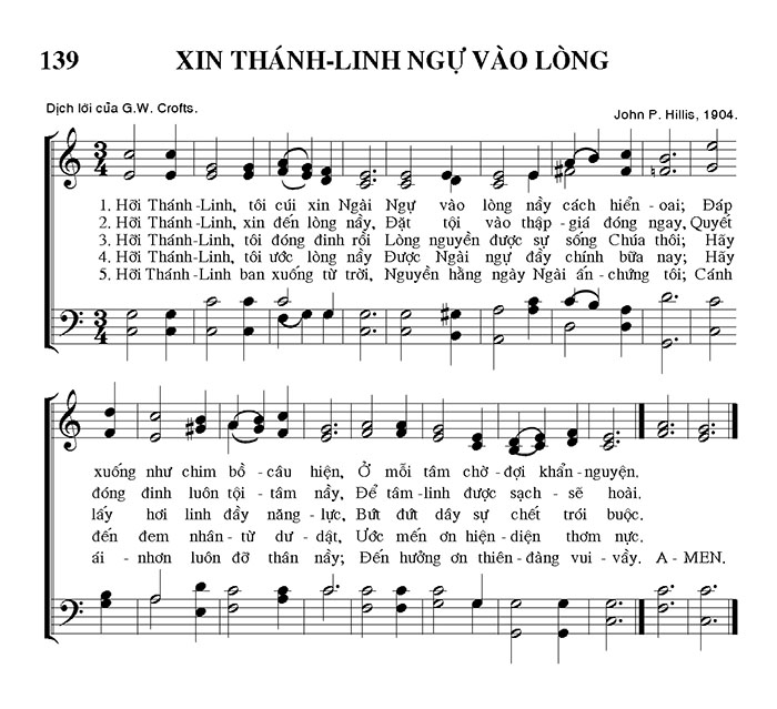 Sheet music: Xin Thánh Linh Ngự Vào Lòng