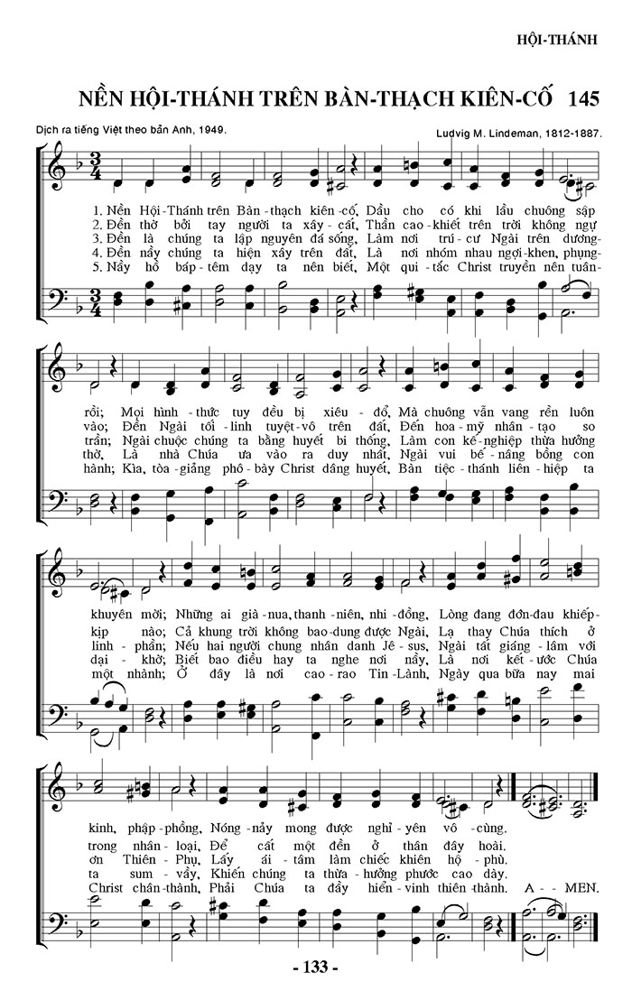 Sheet music: Nền Hội Thánh Trên Bàn Thạch Kiên Cố