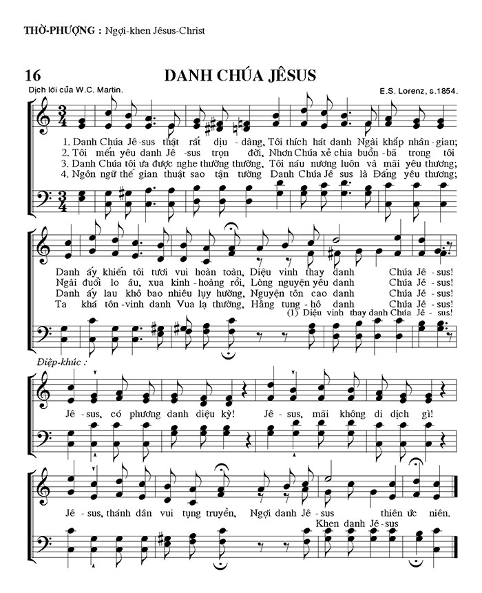 Sheet music: Danh Chúa Jesus