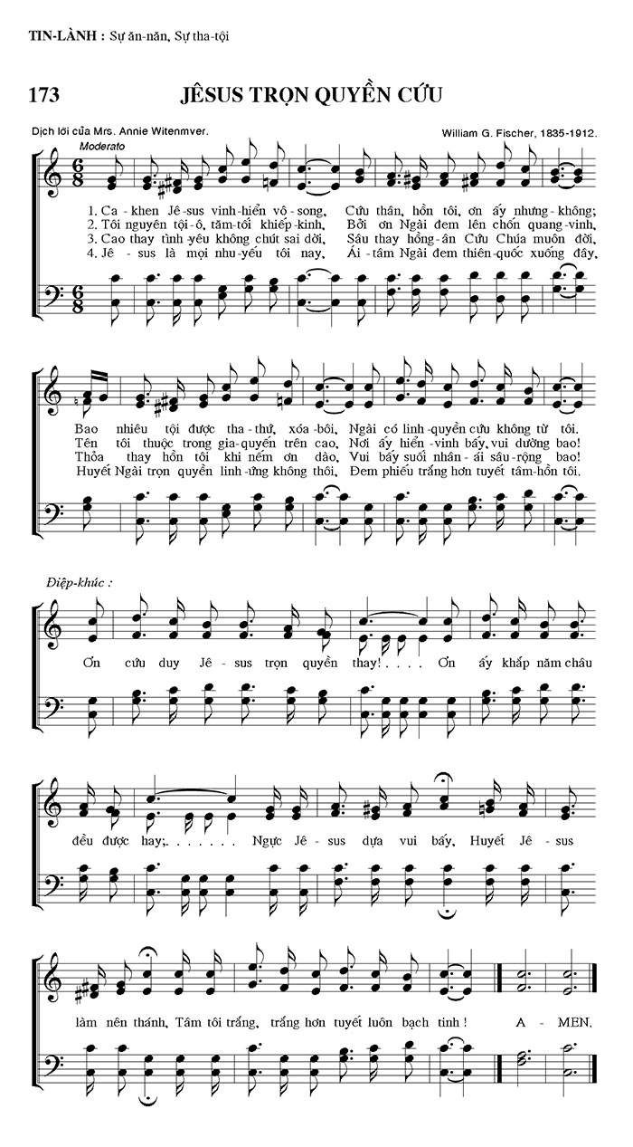 Sheet music: Jesus Trọn Quyền Cứu