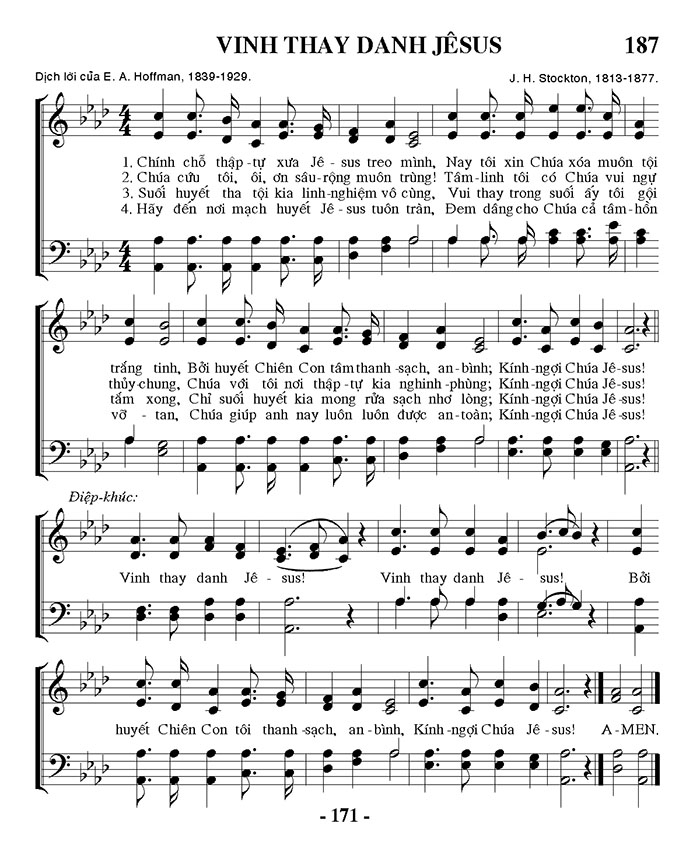 Sheet music: Vinh Thay Danh Jesus