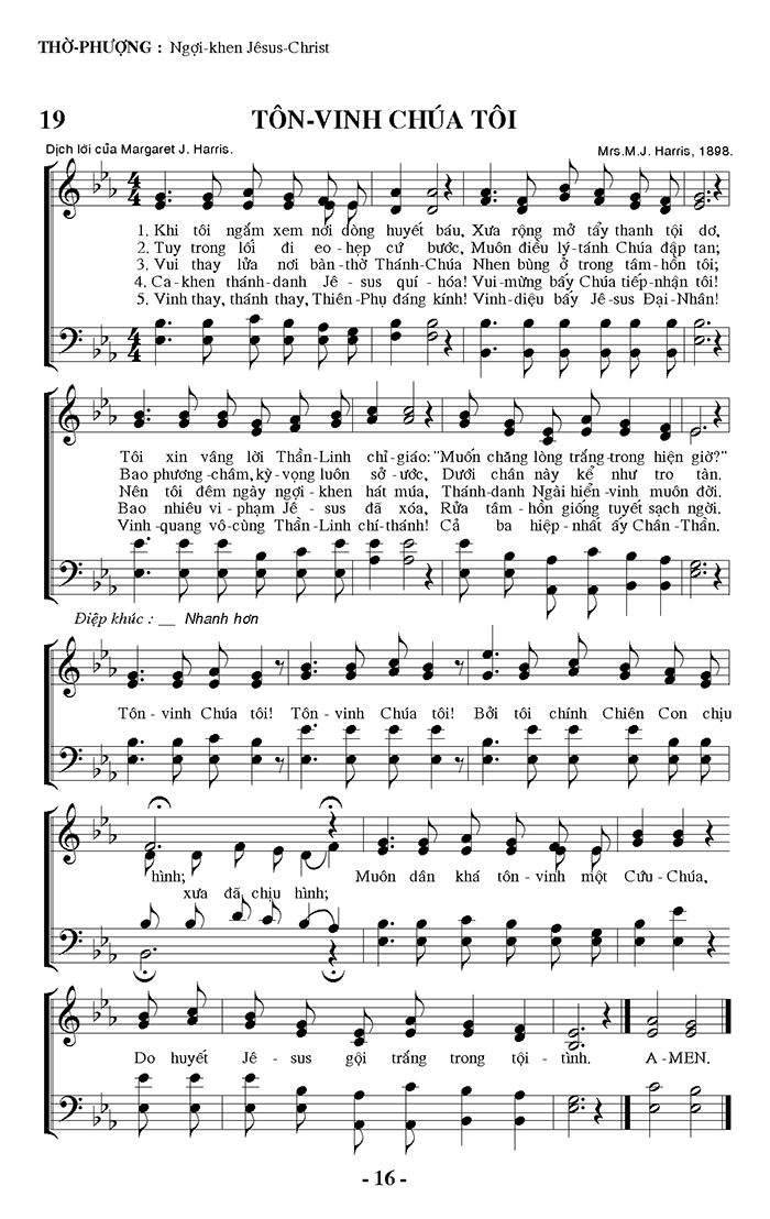 Sheet music: Tôn Vinh Chúa Tôi