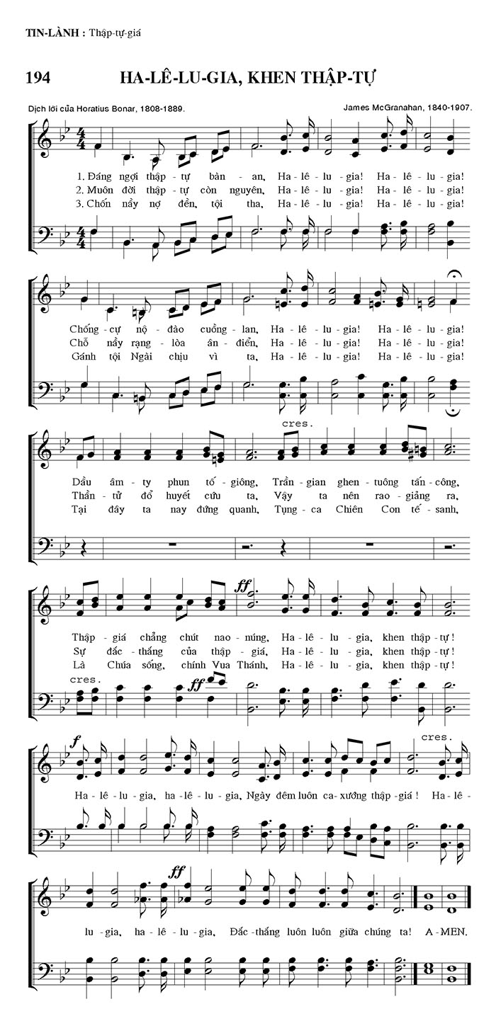Sheet music: Ha-lê-lu-gia! Ngợi Khen Thập Tự