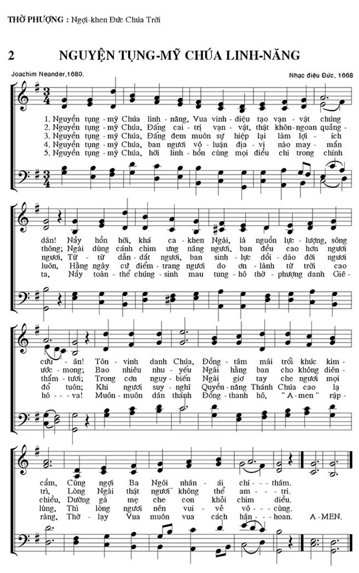 Sheet music: Nguyện Tụng Mỹ Chúa Linh Năng