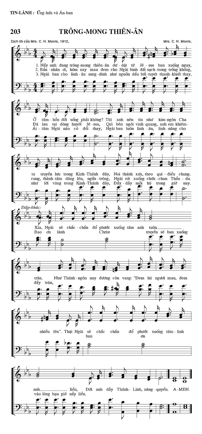 Sheet music: Trông Mong Thiên Ân