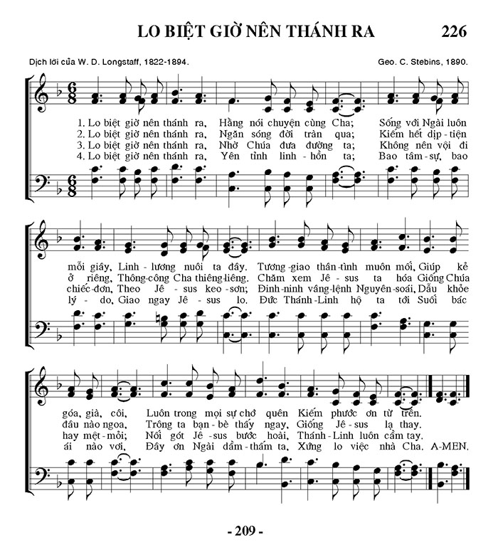 Sheet music: Lo Biệt Giờ Nên Thánh Ra