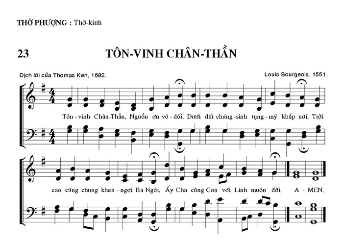Sheet music: Tôn Vinh Chân Thần