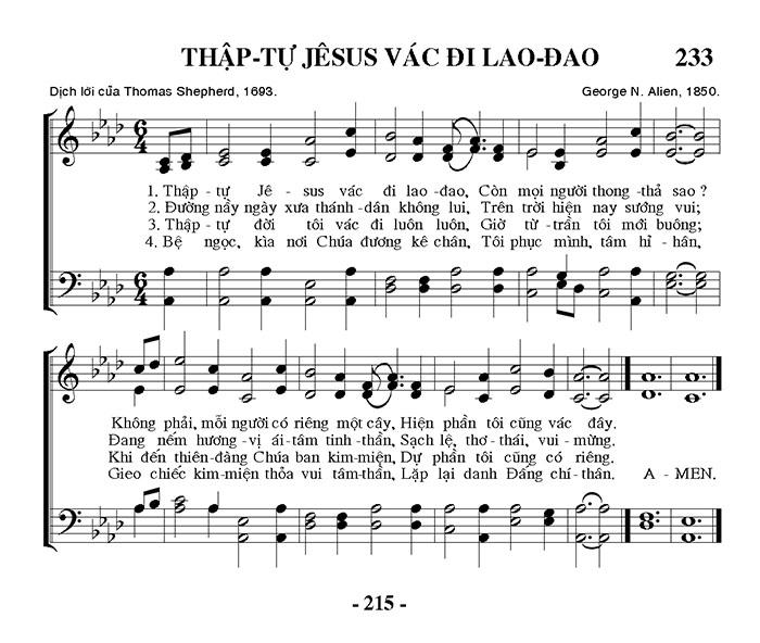 Sheet music: Thập Tự Jesus Vác Đi Lao Đao