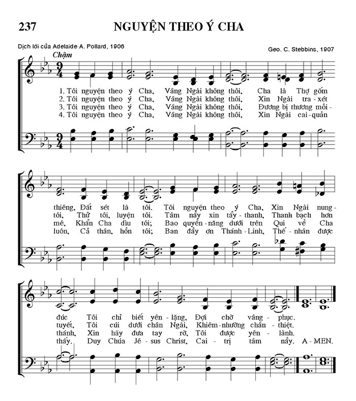 Sheet music: Nguyện Theo Ý Cha