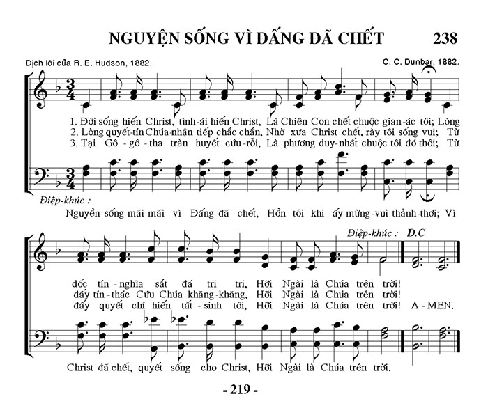 Sheet music: Nguyện Sống Vì Đấng Đã Chết