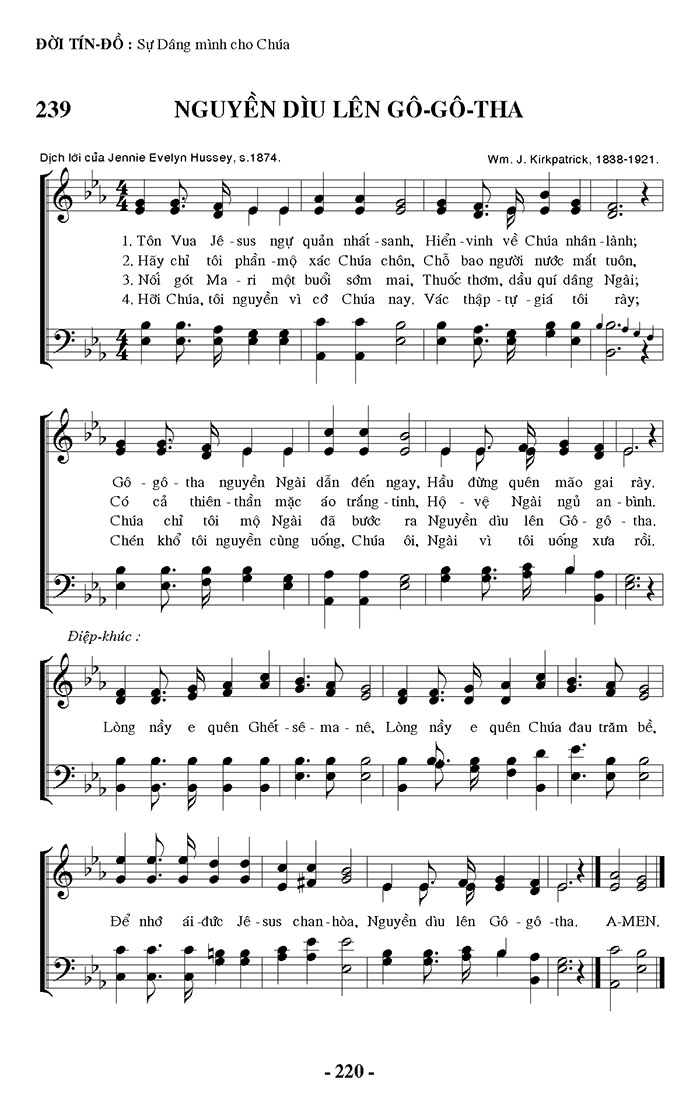 Sheet music: Nguyền Dìu Lên Gô-gô-tha