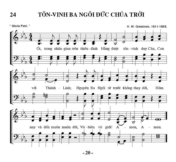 Sheet music: Tôn Vinh Ba Ngôi Đức Chúa Trời