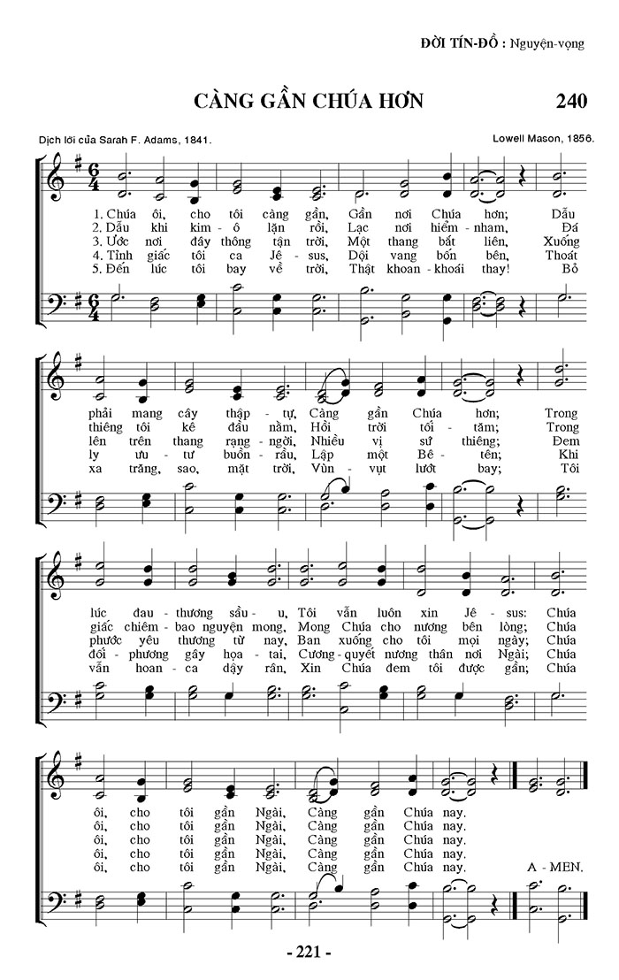 Sheet music: Càng Gần Chúa Hơn