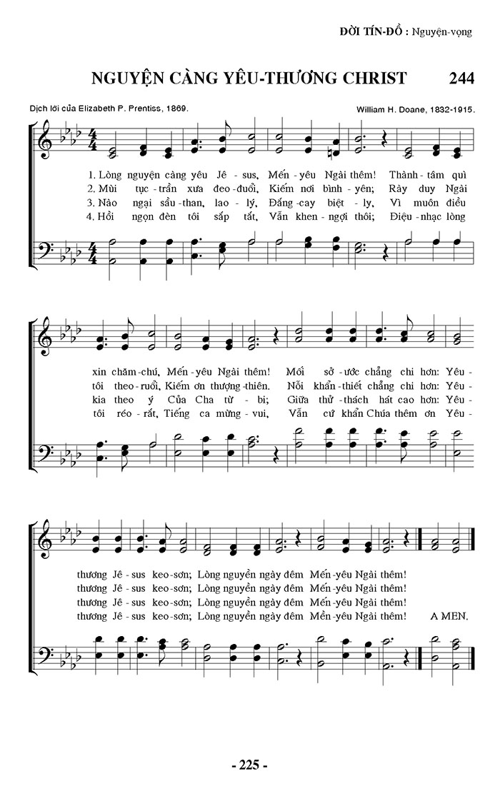 Sheet music: Nguyện Càng Yêu Thương Christ