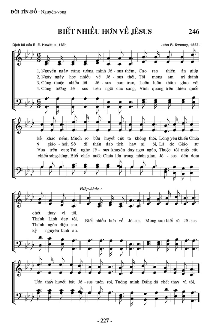 Sheet music: Biết Nhiều Hơn Về Jesus