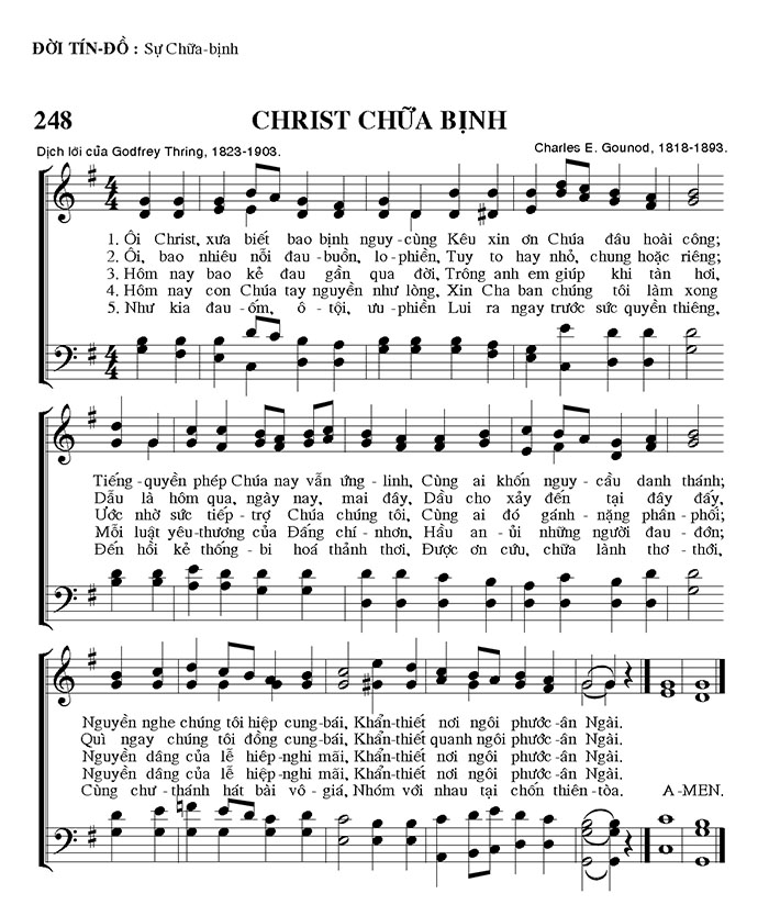 Sheet music: Christ Chữa Bịnh