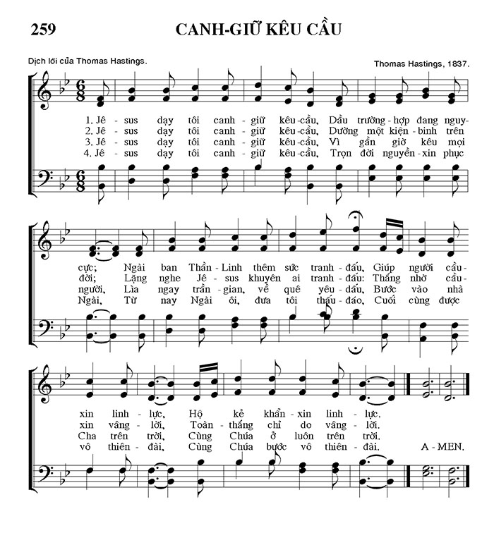 Sheet music: Canh Giữ Kêu Cầu