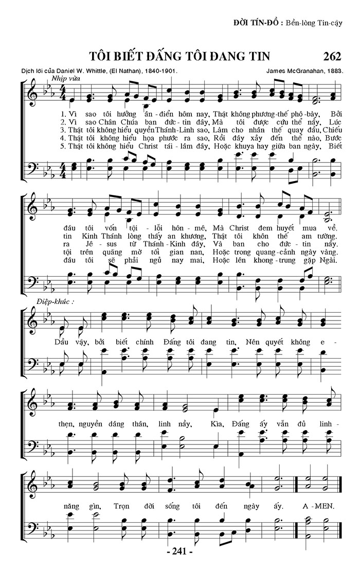 Sheet music: Tôi Biết Đấng Tôi Đang Tin