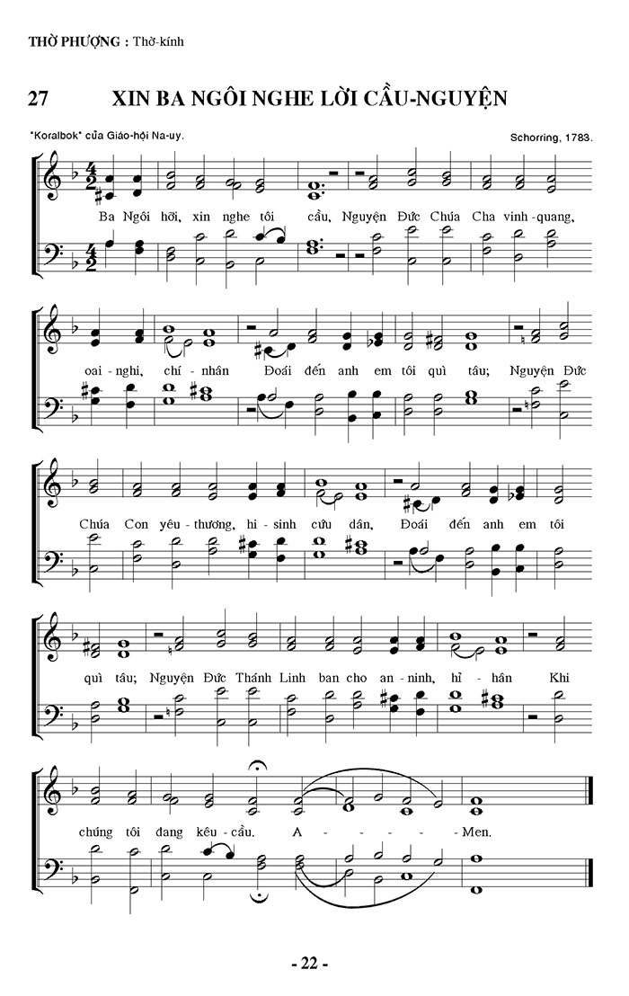 Sheet music: Xin Ba Ngôi Nghe Lời Cầu Nguyện
