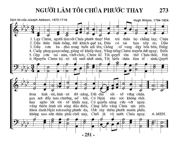 Sheet music: Người Làm Tôi Chúa Phước Thay