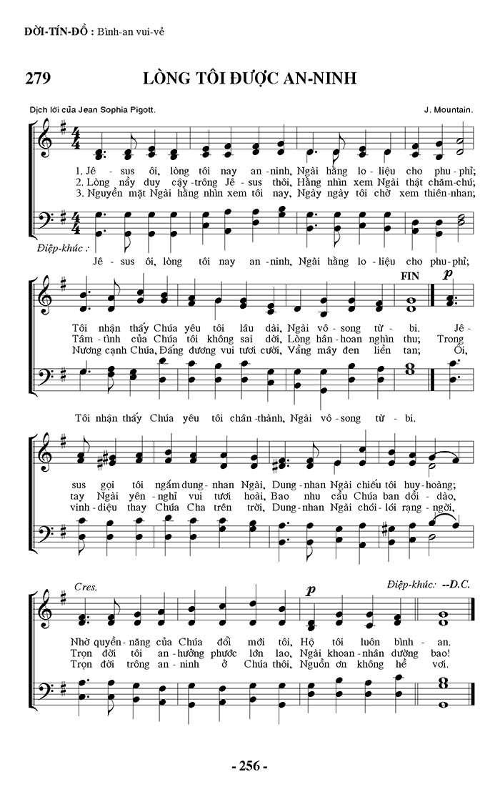 Sheet music: Lòng Tôi Được An Ninh