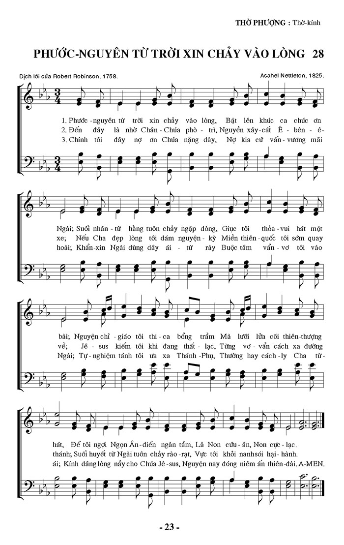 Sheet music: Phước Nguyên Từ Trời Xin Chảy Vào Lòng