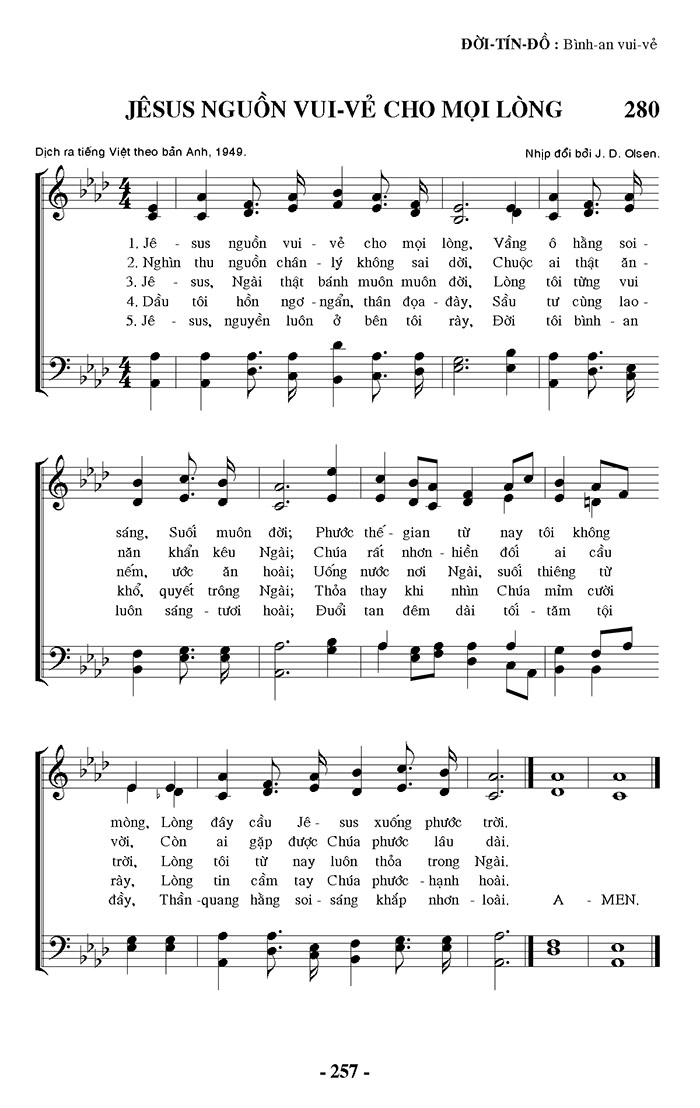 Sheet music: Jesus Nguồn Vui Vẻ Cho Mọi Lòng