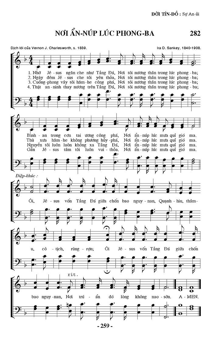 Sheet music: Nơi Ẩn Núp Lúc Phong Ba