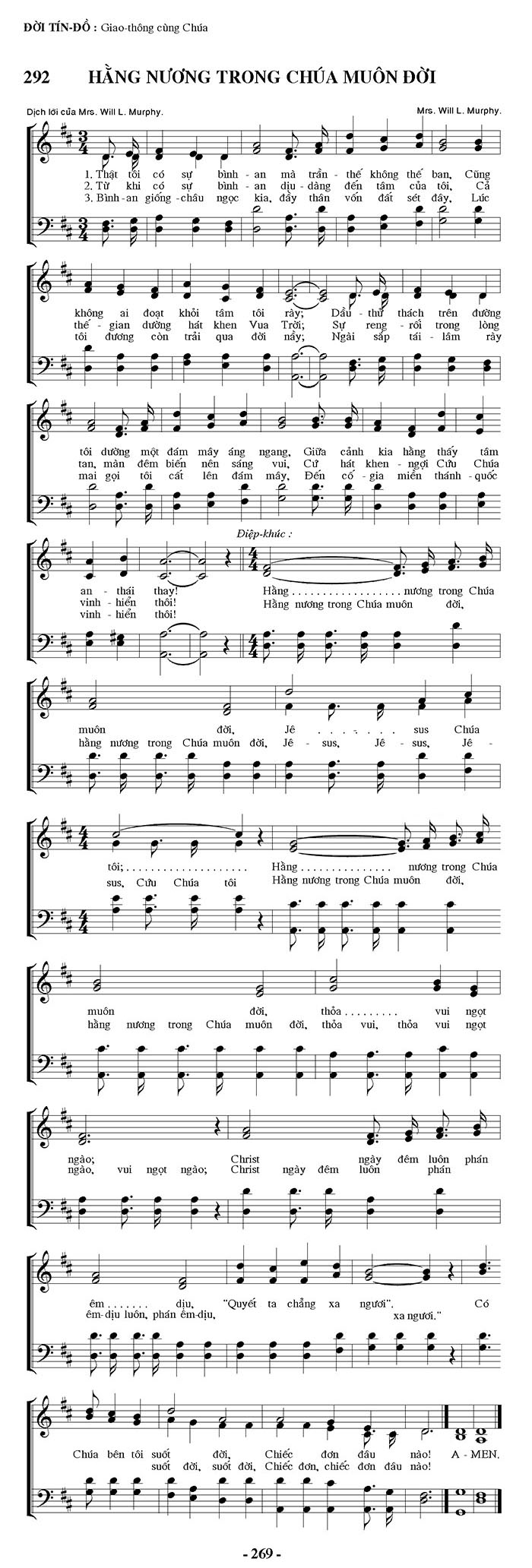 Sheet music: Hằng Nương Trong Chúa Muôn Đời