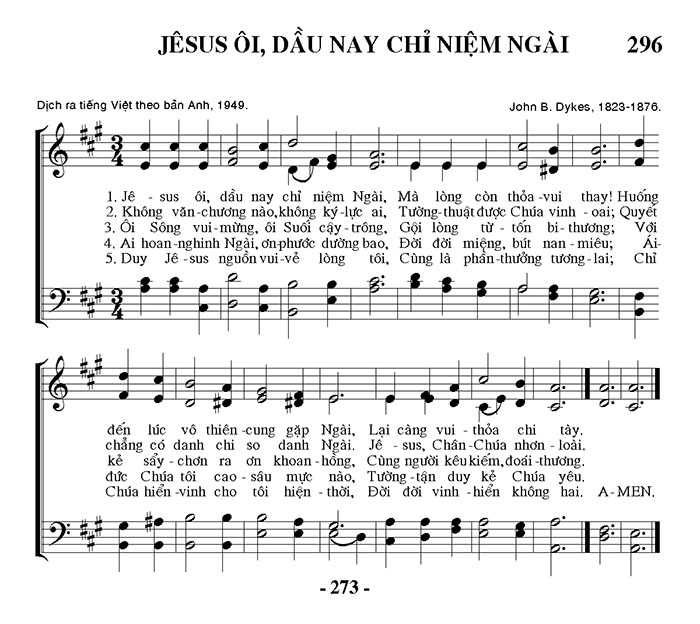 Sheet music: Jesus Ôi! Dầu Nay Chỉ Niệm Ngài