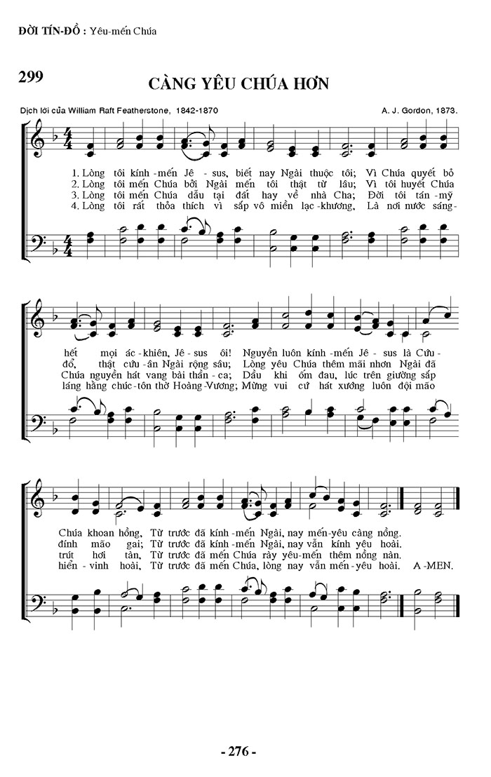 Sheet music: Càng Yêu Chúa Hơn