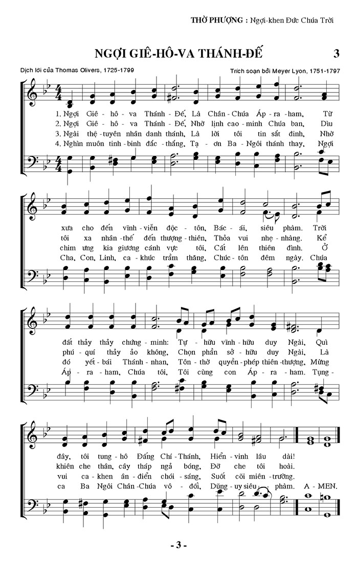 Sheet music: Ngợi Giê-hô-va Thánh Đế