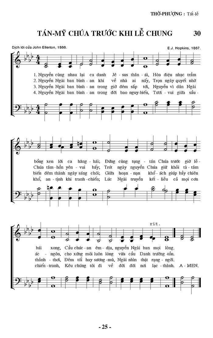 Sheet music: Tán Mỹ Chúa Trước Khi Lễ Chung
