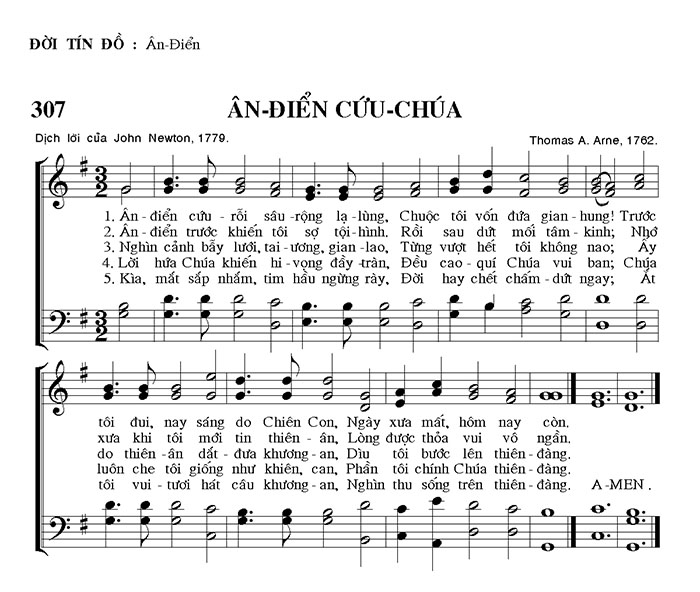 Sheet music: Ân Điển Cứu Chúa