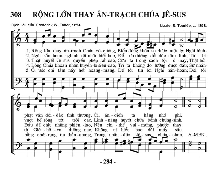 Sheet music: Rộng Lớn Thay Ân Trạch Chúa Jesus