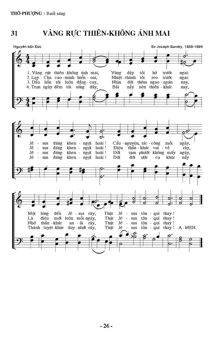 Sheet music: Vàng Rực Thiên Không Ánh Mai