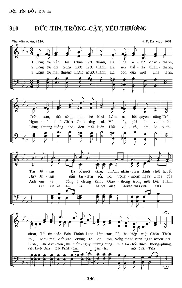 Sheet music: Đức Tin, Trông Cậy, Yêu Thương