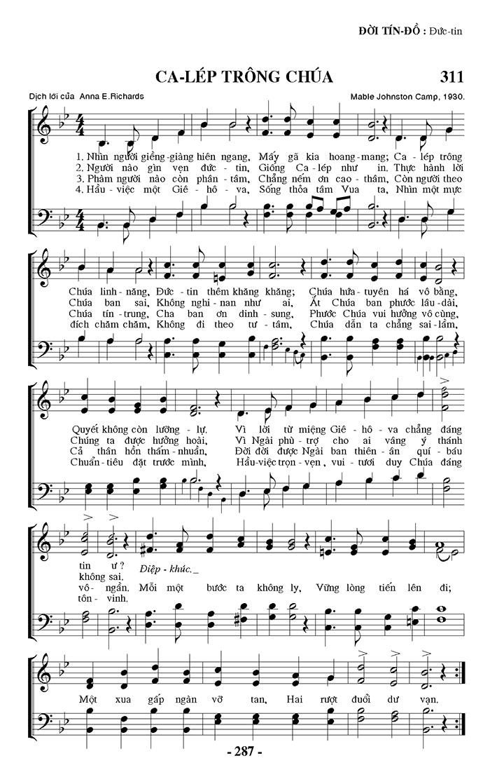 Sheet music: Ca-lép Trông Chúa