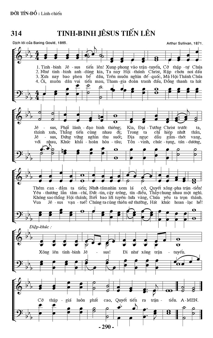 Sheet music: Tinh Binh Jesus Tiến Lên