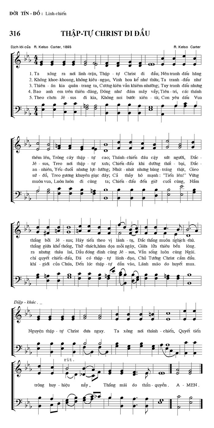 Sheet music: Thập Tự Christ Đi Đầu
