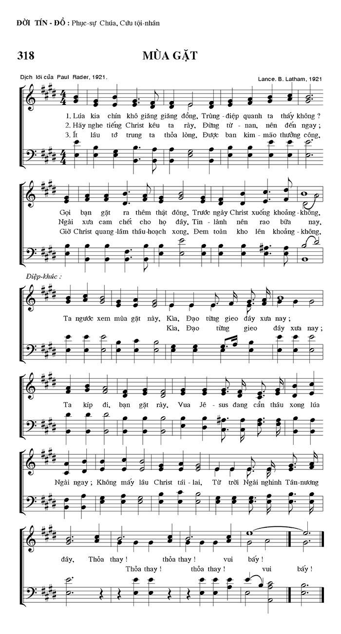Sheet music: Mùa Gặt