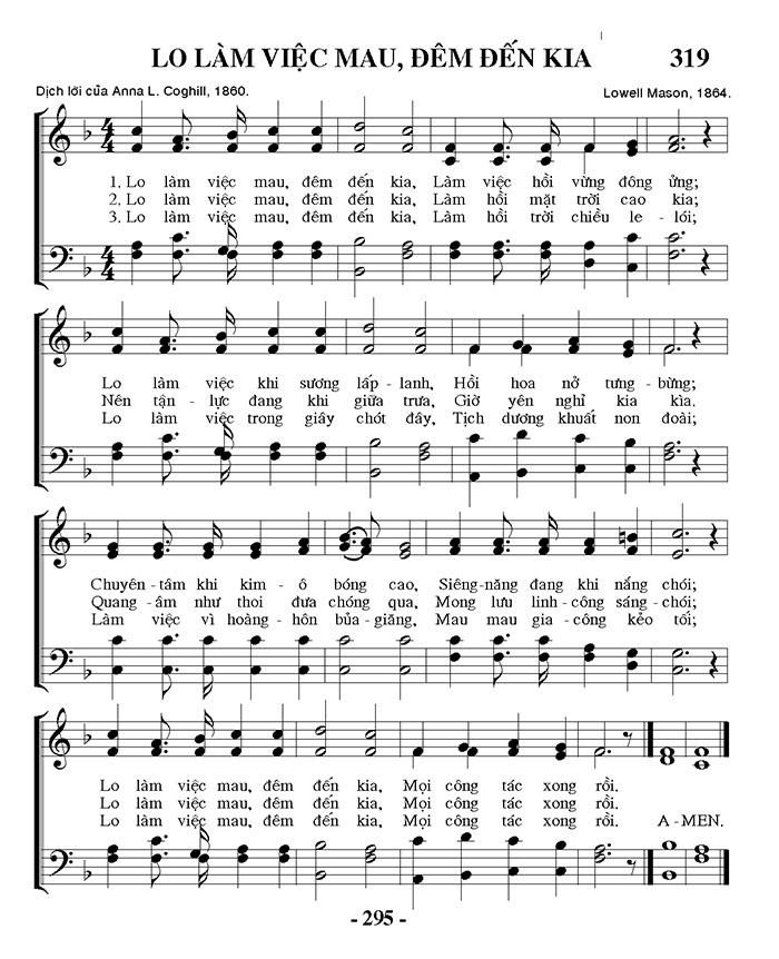 Sheet music: Lo Làm Việc Mau - Đêm Đến Kìa!
