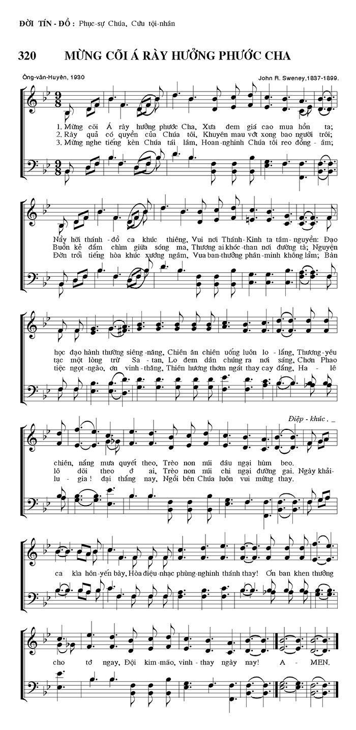 Sheet music: Mừng Cõi Á Rày Hưởng Phước Cha