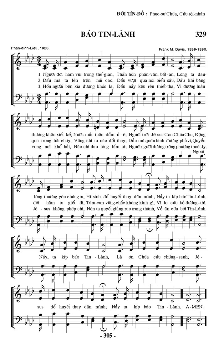 Sheet music: Báo Tin Lành